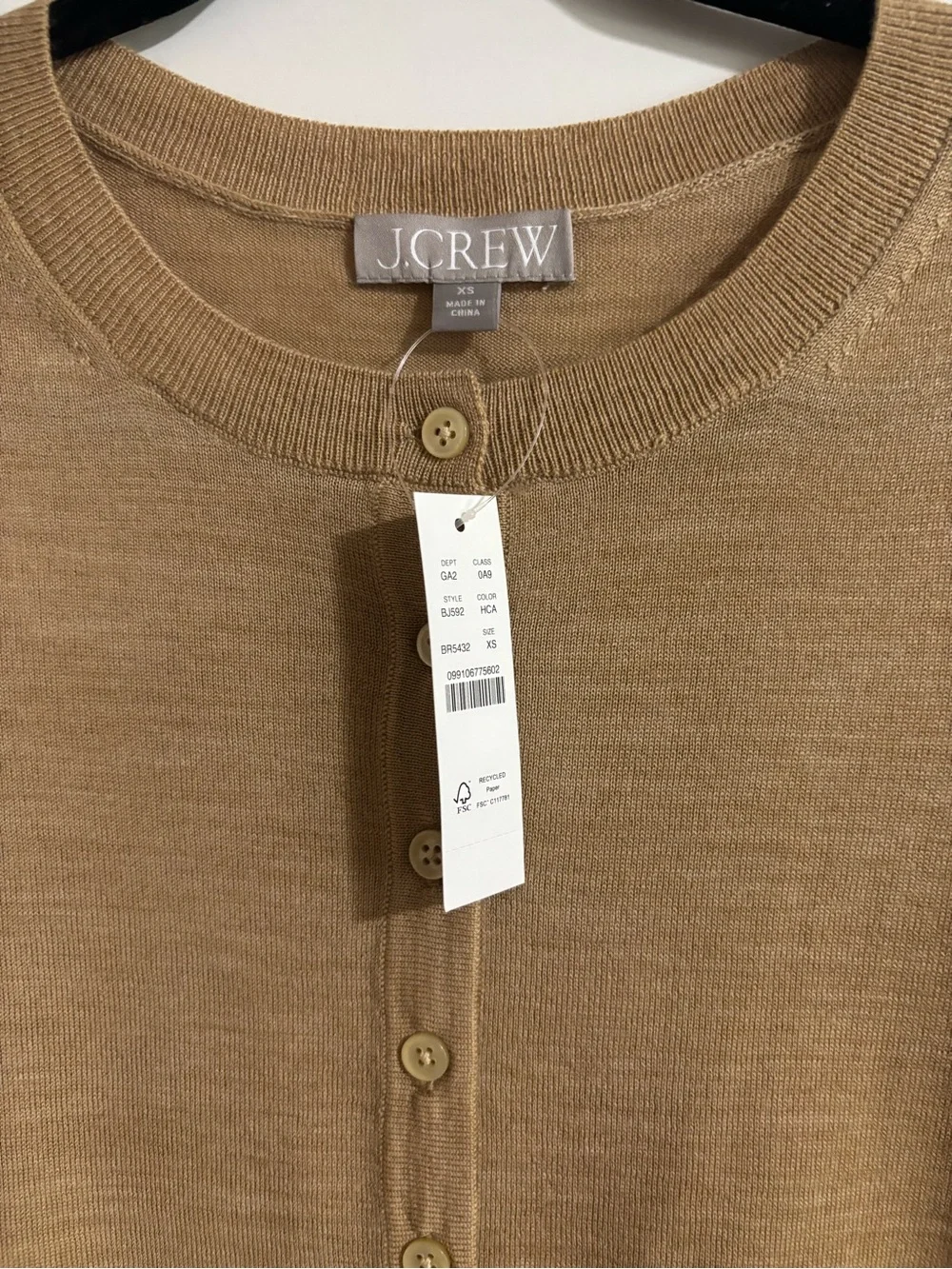 J.Crew Lightweight Tan Button-Up Cardigan Sweater - Picture 2 of 3